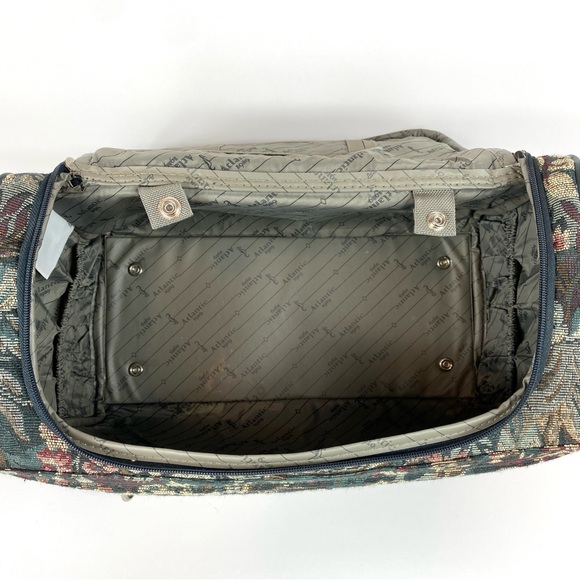 ATLANTIC Green TapestryTravel Bag with Elegant Floral Design  14” x 9” x 7” - Picture 6 of 8